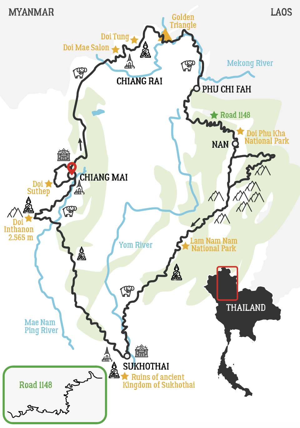 Map of Ladakh Motorcycle Tour
