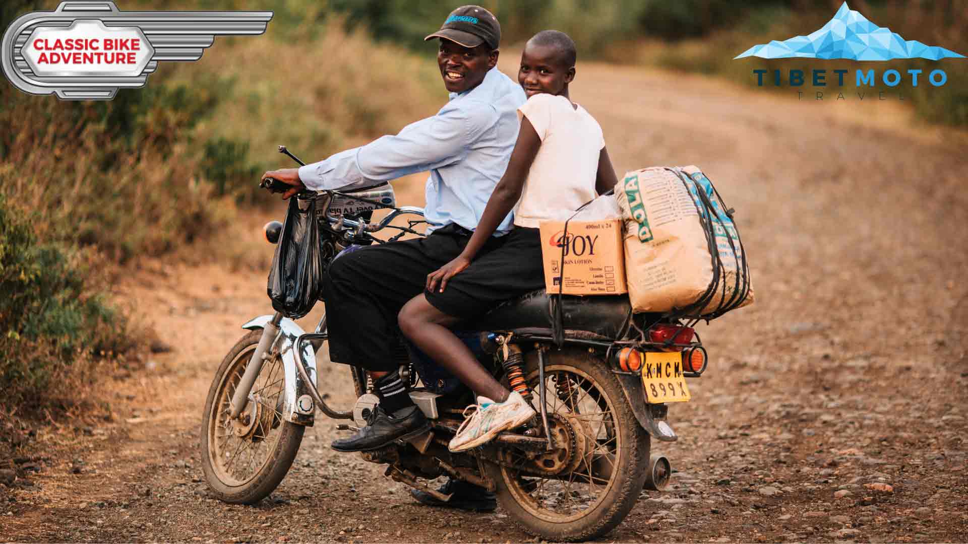 Locals in Africa on a motorcycle